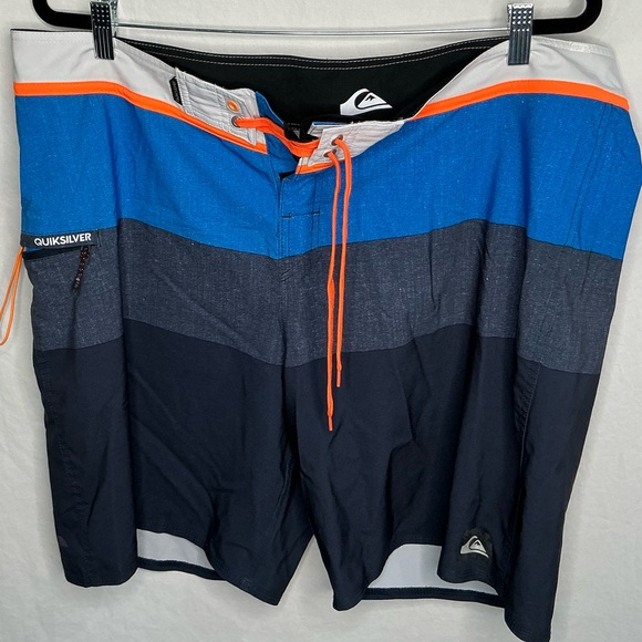 Quiksilver Other - Quiksilver Boardshorts Men’s‎ 40 Logo Colorblock Blue Stripe Swim Summer Beach